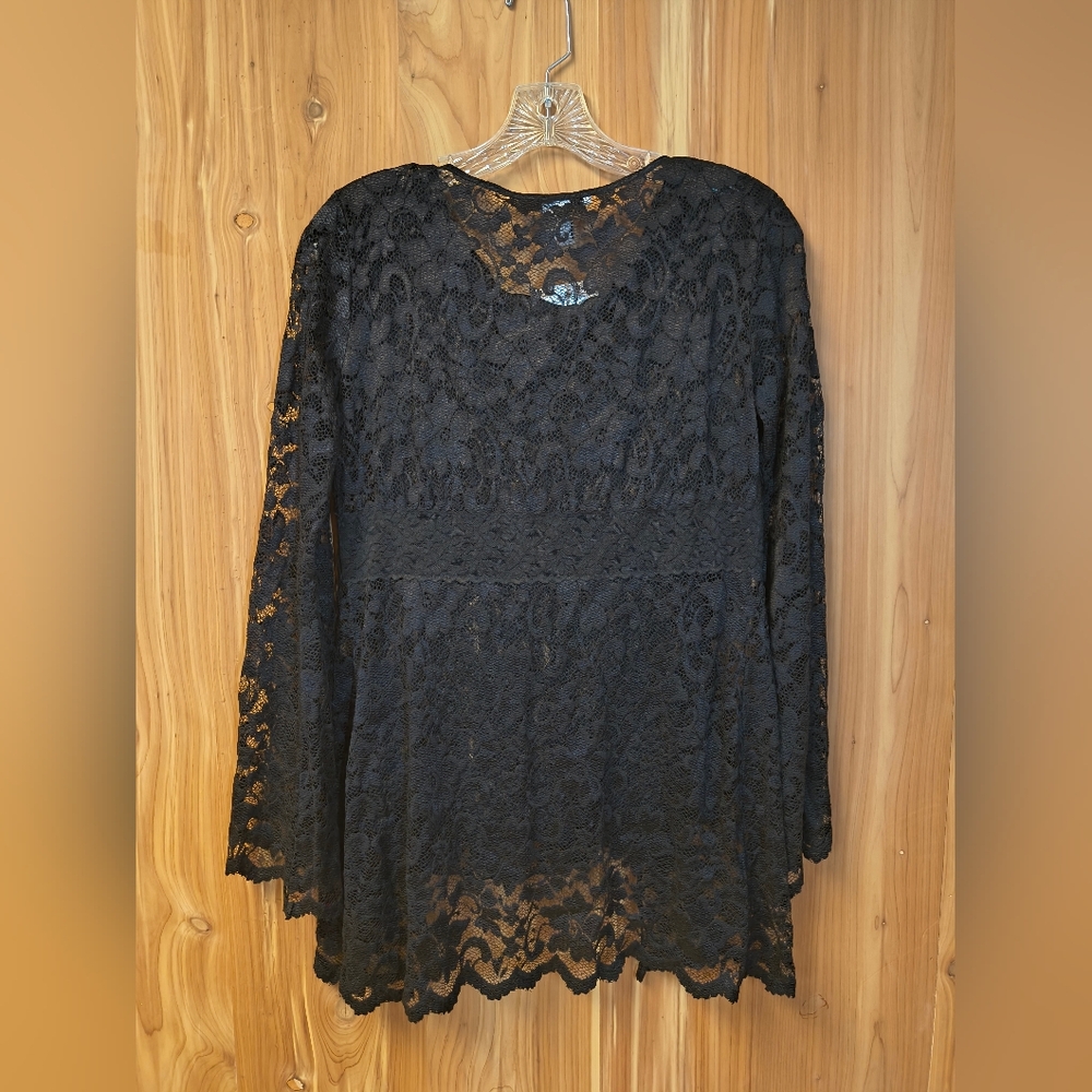 NWT Women's CAbi Black Lace Set with Satin Ribbon, Size Small - Picture 2 of 8